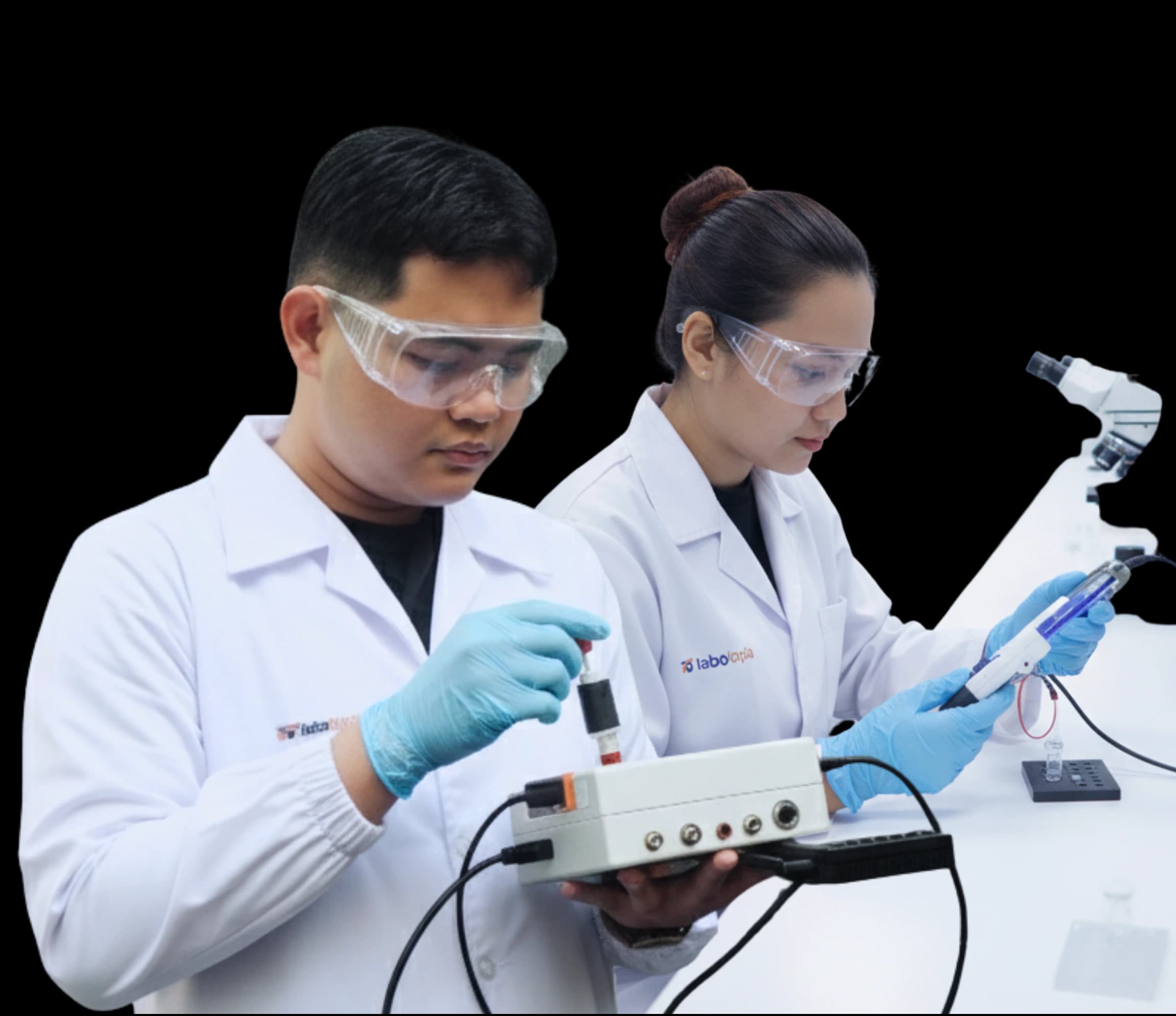 group of researcher characterizing samples